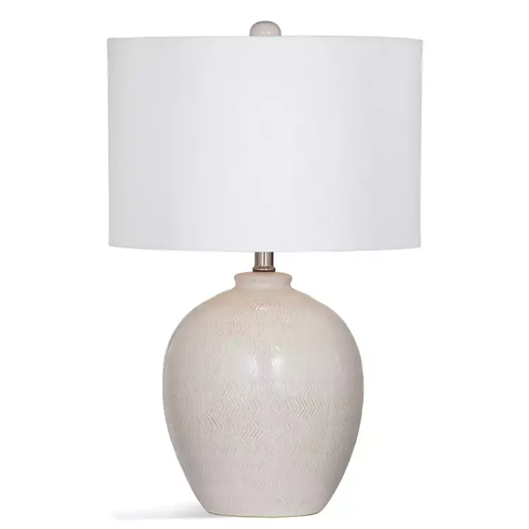 Table Lamps-Kirklands Home Ivory Chevron Ceramic Table Lamp White