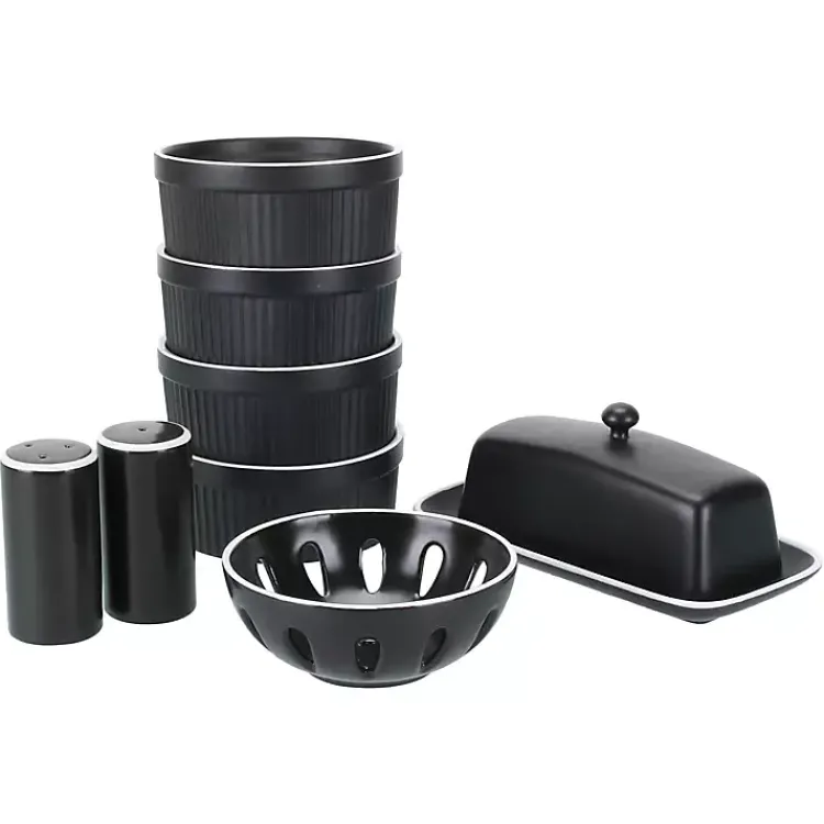 Kitchen Accessories-Kirklands Home Onyx Stoneware 7-pc. Kitchen Accessories Set Black