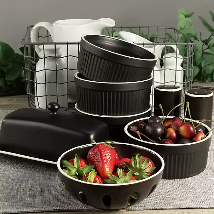 Kitchen Accessories-Kirklands Home Onyx Stoneware 7-pc. Kitchen Accessories Set Black