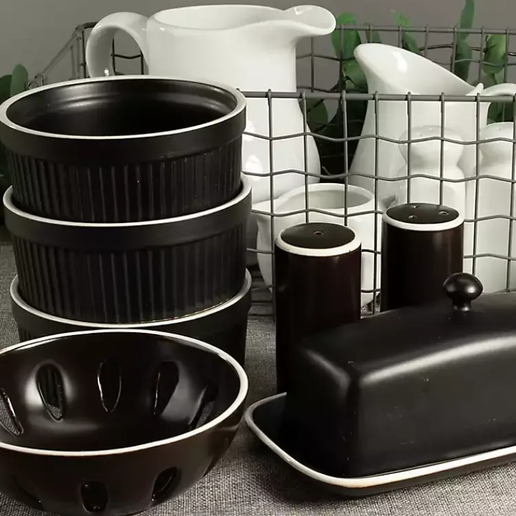 Kitchen Accessories-Kirklands Home Onyx Stoneware 7-pc. Kitchen Accessories Set Black