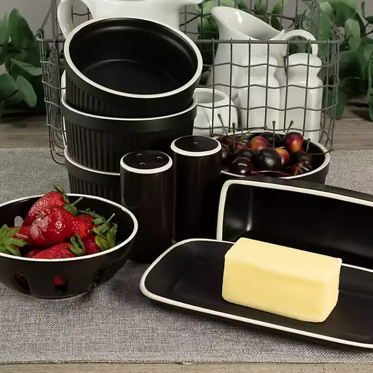 Kitchen Accessories-Kirklands Home Onyx Stoneware 7-pc. Kitchen Accessories Set Black