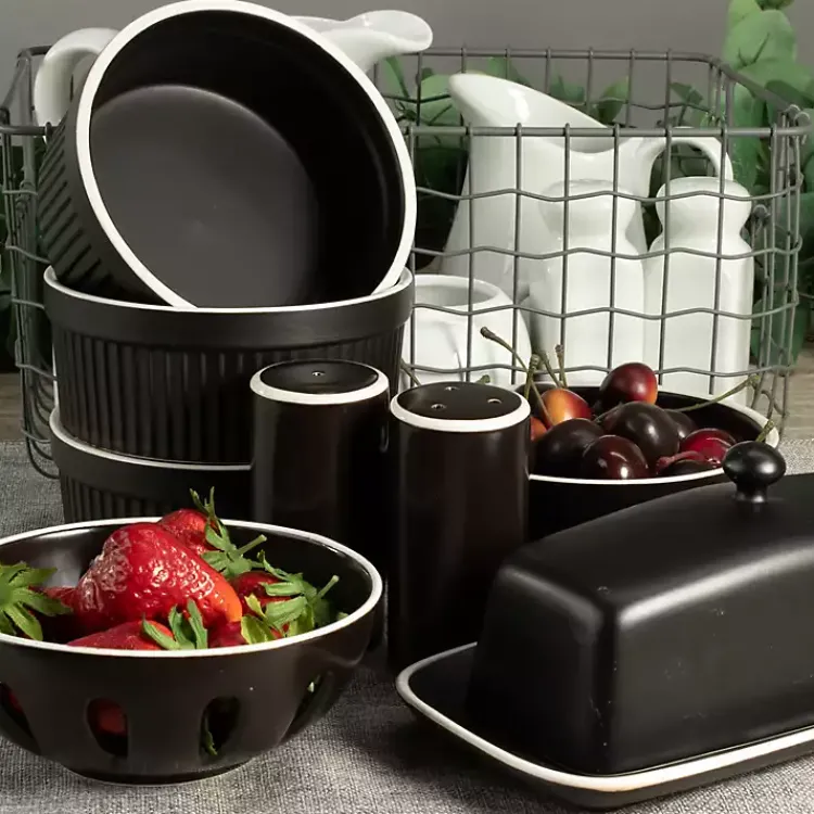 Kitchen Accessories-Kirklands Home Onyx Stoneware 7-pc. Kitchen Accessories Set Black