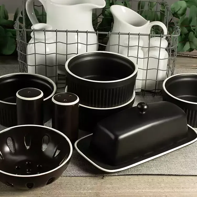 Kitchen Accessories-Kirklands Home Onyx Stoneware 7-pc. Kitchen Accessories Set Black