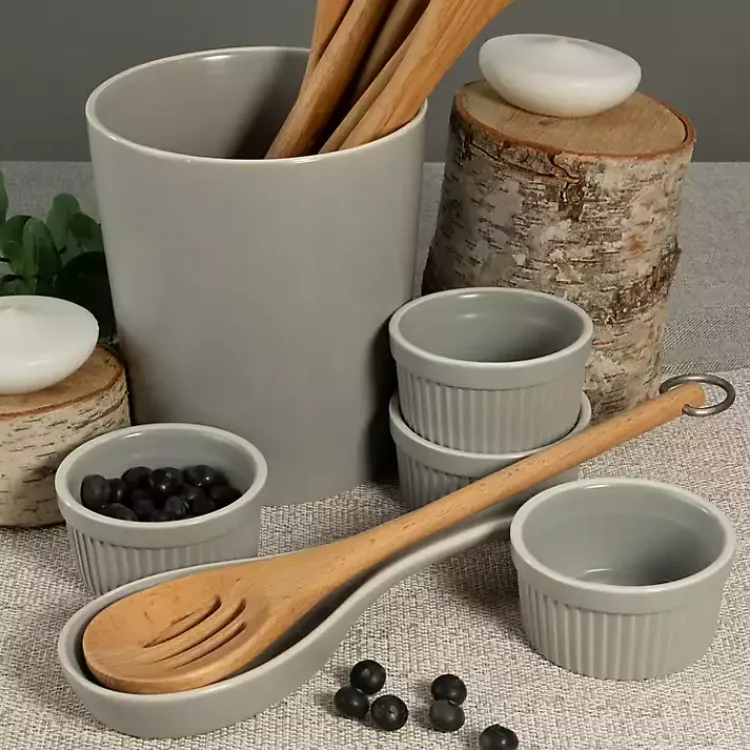 Kitchen Accessories-Kirklands Home Stone Katy 6-pc. Kitchen Accessories Set Gray