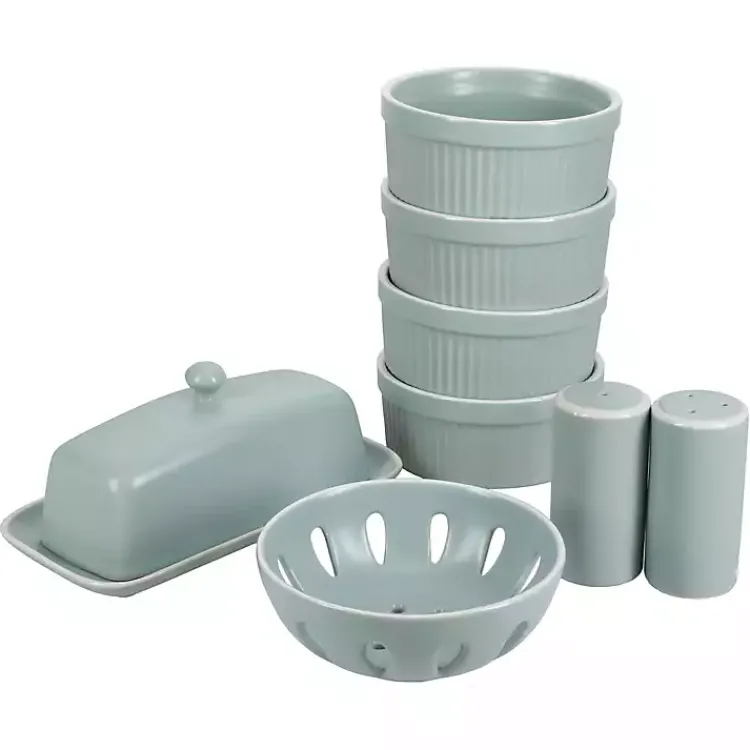 Kitchen Accessories-Kirklands Home Sage Stoneware 7-pc. Kitchen Accessories Set Green