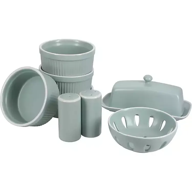 Kitchen Accessories-Kirklands Home Sage Stoneware 7-pc. Kitchen Accessories Set Green