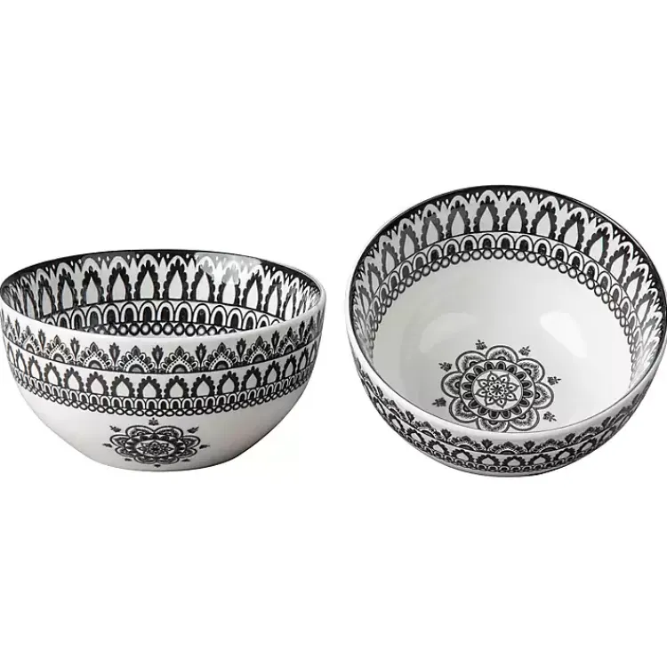 Dinnerware-Kirklands Home Black Lila Patterned 12-pc. Dinnerware Set