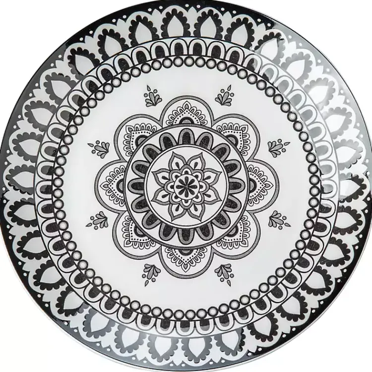 Dinnerware-Kirklands Home Black Lila Patterned 12-pc. Dinnerware Set