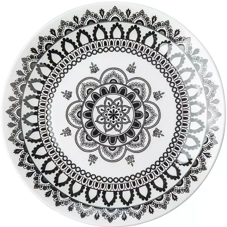 Dinnerware-Kirklands Home Black Lila Patterned 12-pc. Dinnerware Set