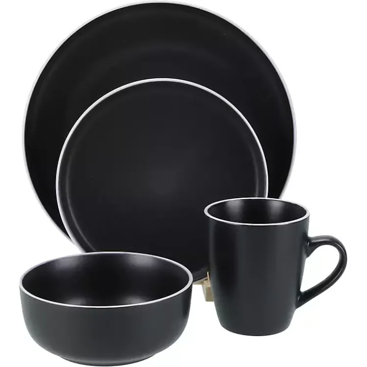 Dinnerware-Kirklands Home Onyx Eliza 16-pc. Dinnerware Set Black