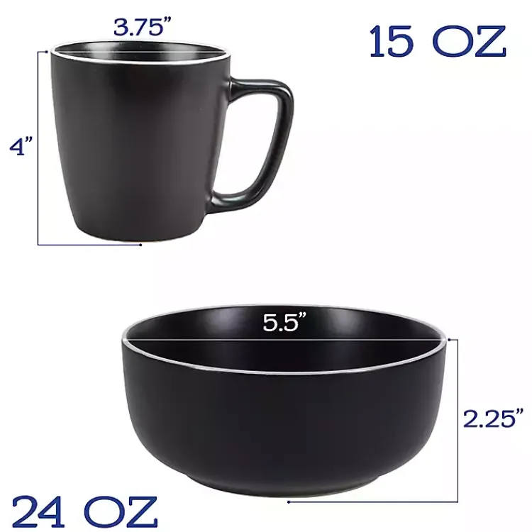 Dinnerware-Kirklands Home Onyx Eliza 16-pc. Dinnerware Set Black