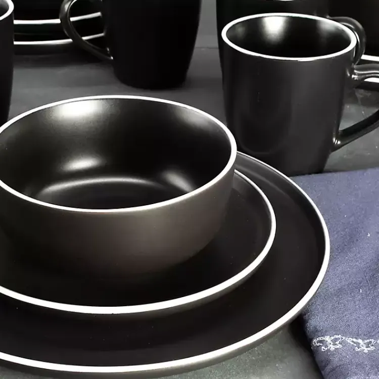Dinnerware-Kirklands Home Onyx Eliza 16-pc. Dinnerware Set Black
