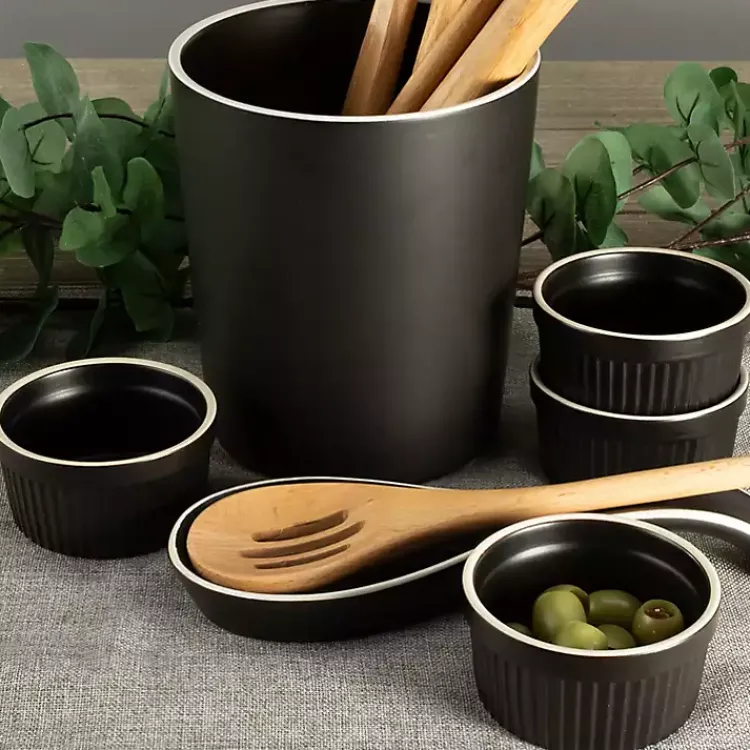 Kitchen Accessories-Kirklands Home Onyx Katy 6-pc. Kitchen Accessories Set Black