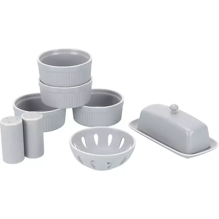 Kitchen Accessories-Kirklands Home Stone Stoneware 7-pc. Kitchen Accessories Set Gray