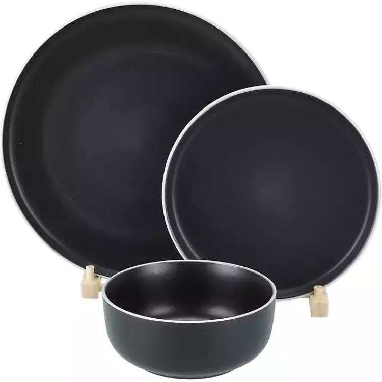Dinnerware-Kirklands Home Onyx Eliza 12-pc. Dinnerware Set Black