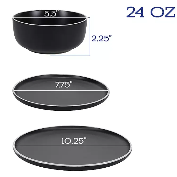 Dinnerware-Kirklands Home Onyx Eliza 12-pc. Dinnerware Set Black