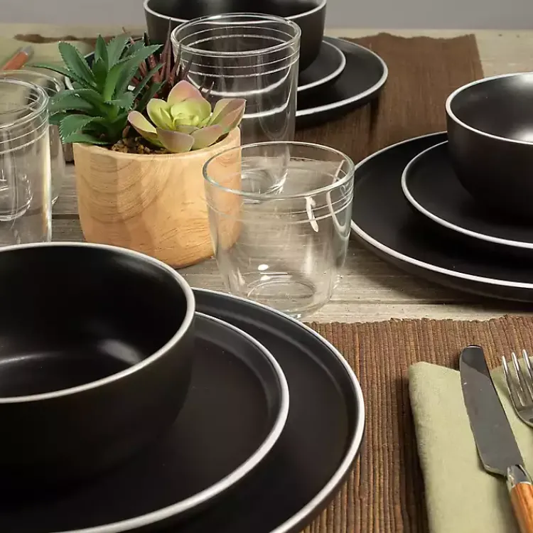 Dinnerware-Kirklands Home Onyx Eliza 12-pc. Dinnerware Set Black