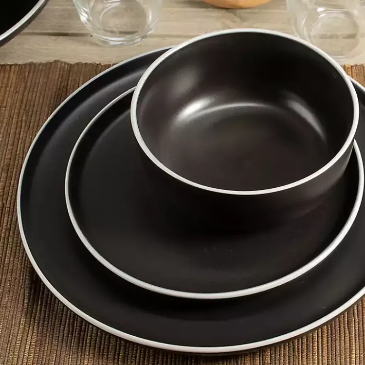 Dinnerware-Kirklands Home Onyx Eliza 12-pc. Dinnerware Set Black