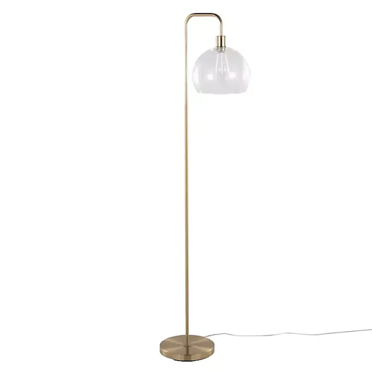 Floor Lamps-Kirklands Home Arch Metro Glass Globe Floor Lamp Gold