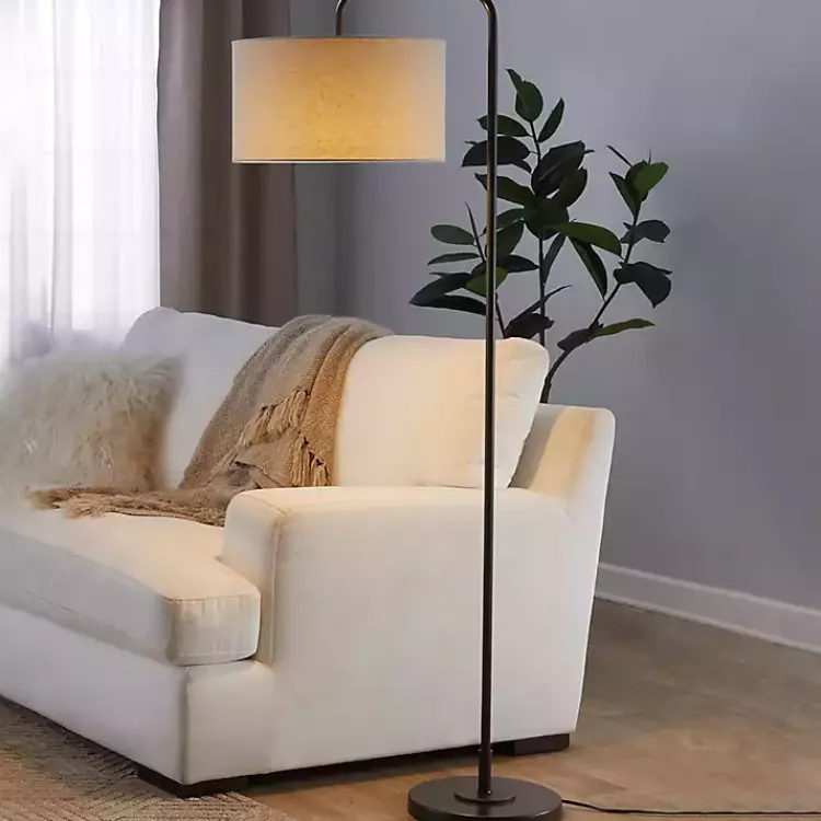 Floor Lamps-Kirklands Home Bronze Metal Puck Floor Lamp Brown