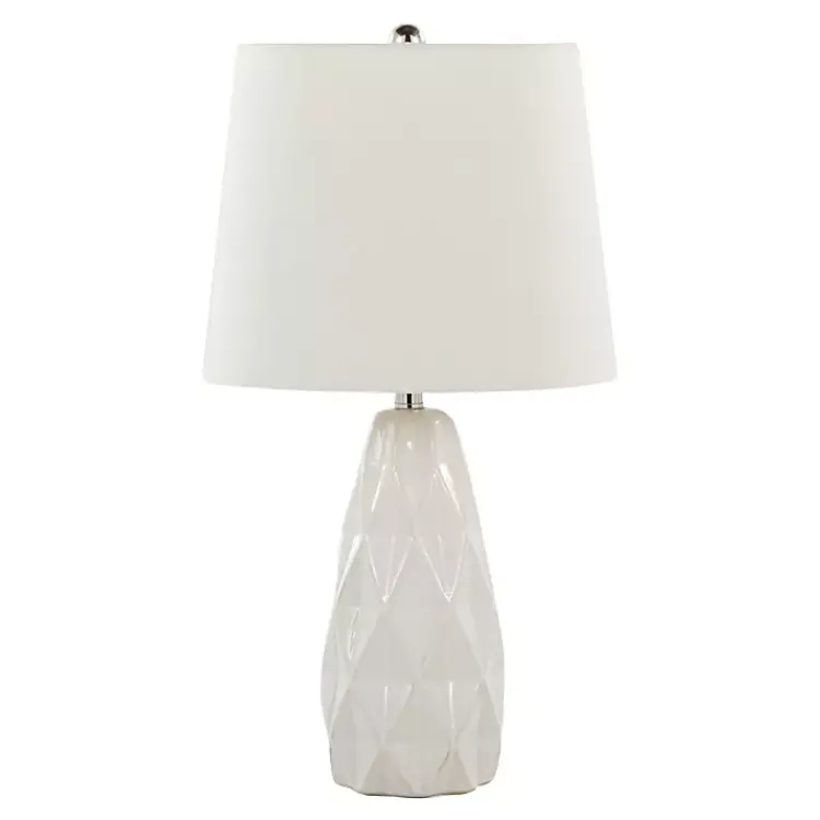 Table Lamps-Kirklands Home Sculpted Diamond Table Lamps, Set of 2 White