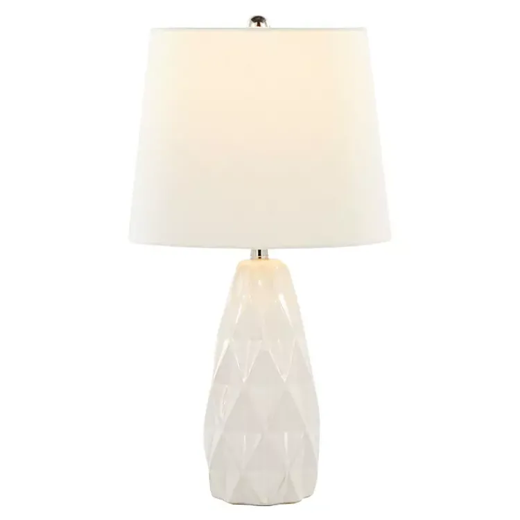 Table Lamps-Kirklands Home Sculpted Diamond Table Lamps, Set of 2 White