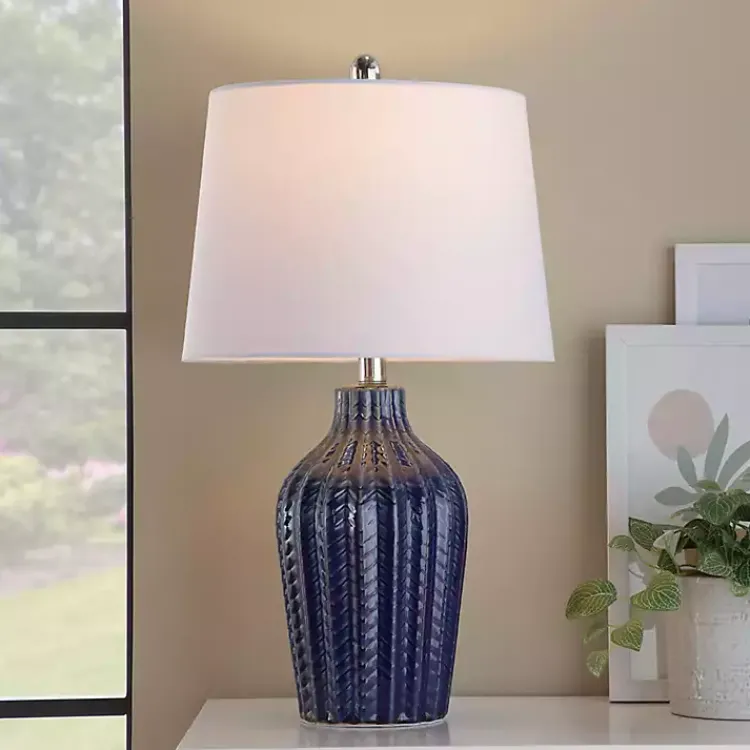 Table Lamps-Kirklands Home Navy Rockwell Table Lamps, Set of 2 Blue