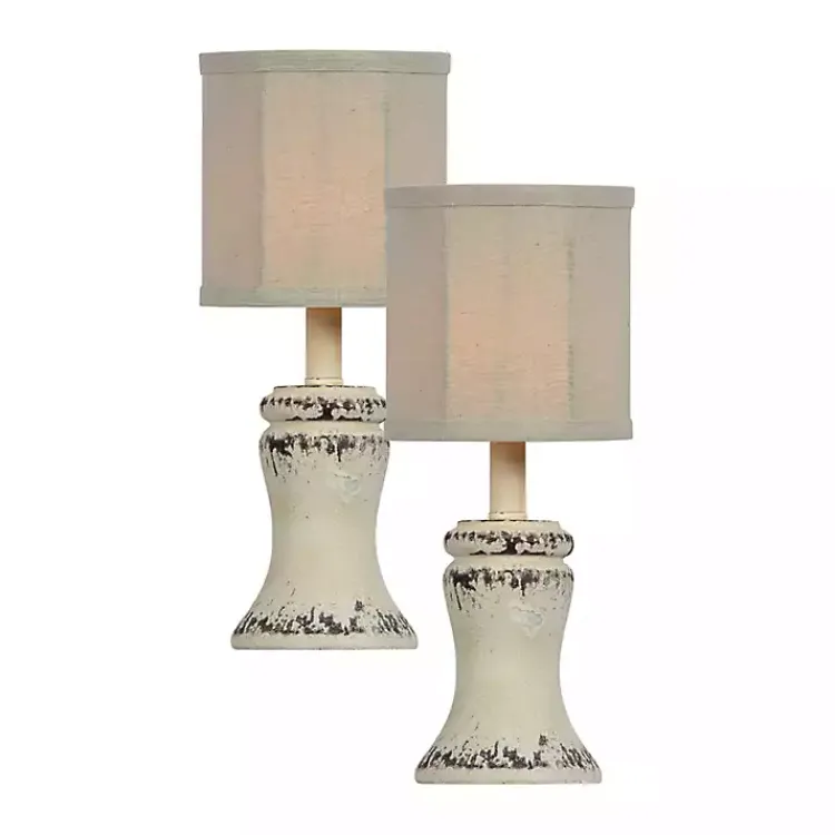 Table Lamps-Kirklands Home Antique Cream Bella Mini Lamps, Set of 2 White