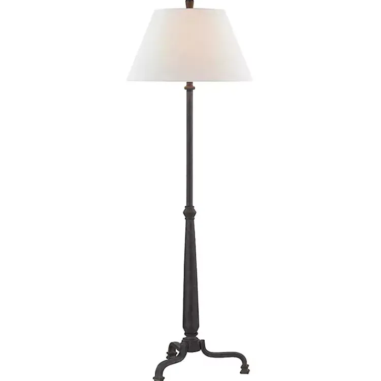 Floor Lamps-Kirklands Home Black Metal Antique Randy Floor Lamp White