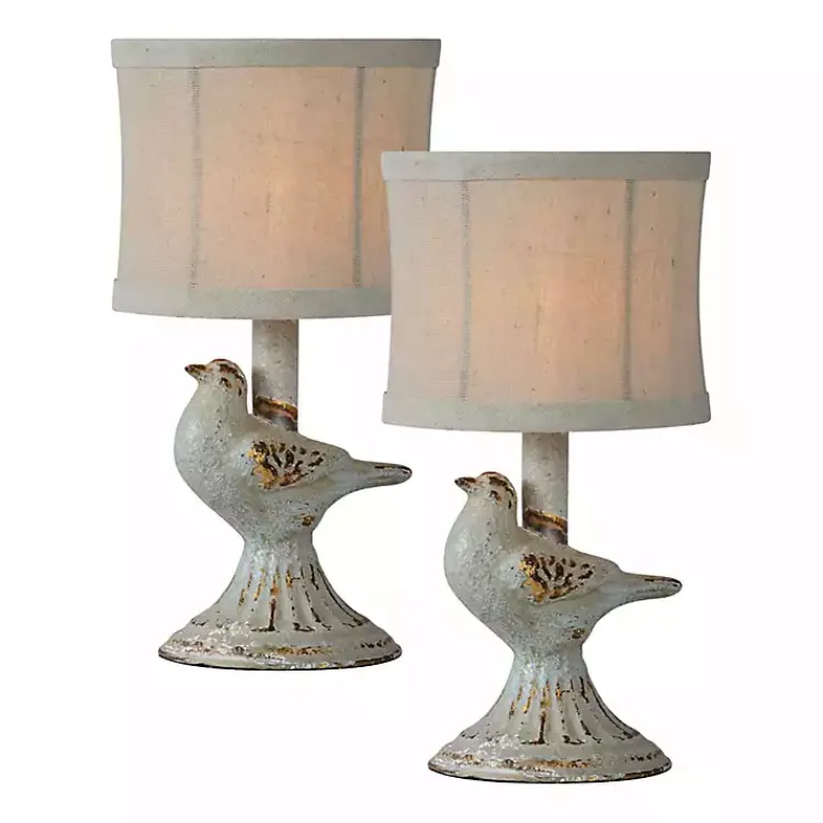 Table Lamps-Kirklands Home Light June Bird Mini Table Lamps, Set of 2 Gray