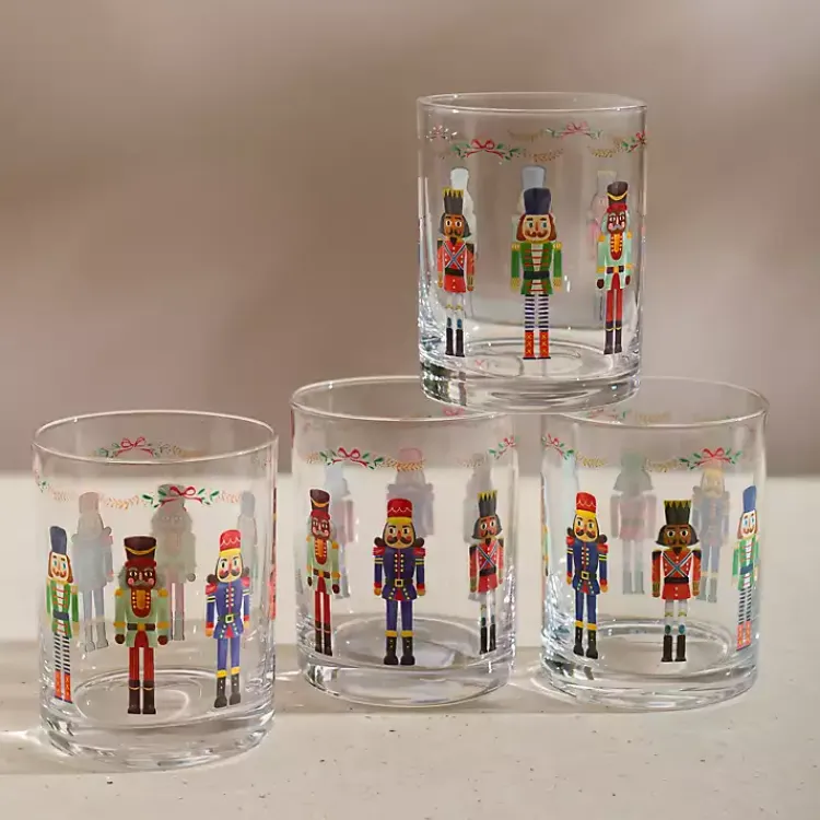 Glassware & Drinkware-Kirklands Home Nutcracker Short Glass Tumblers, Set of 4 Multi