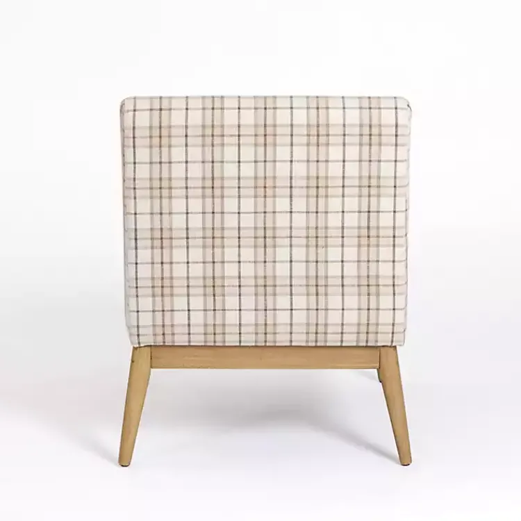 Accent Chairs-Kirklands Home Neutral Plaid Slipper Accent Chair