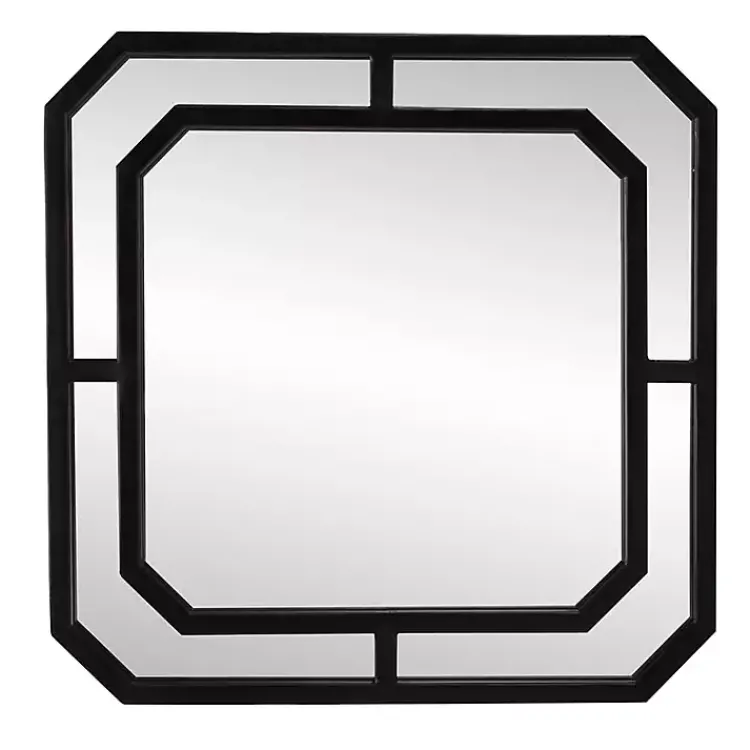 Decorative Mirrors-Kirklands Home Matte Black Geometric Square Wall Mirror