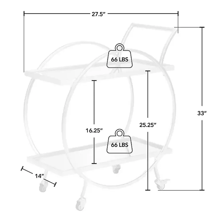 Kitchen Islands & Bar Carts-Kirklands Home Mirrored 2-Tier Odessa Bar Cart Silver
