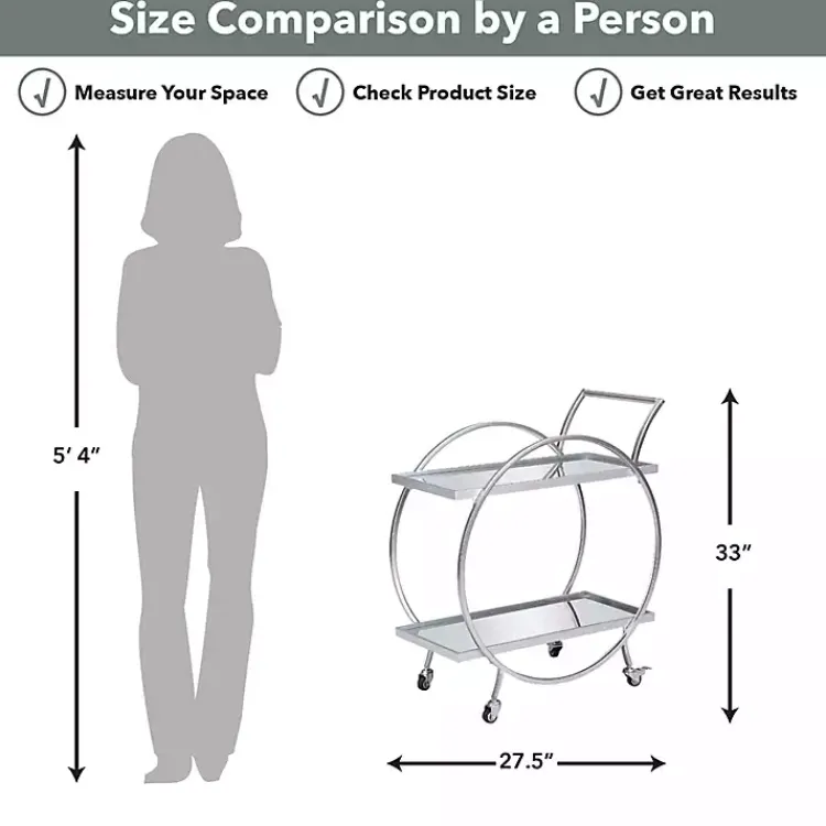 Kitchen Islands & Bar Carts-Kirklands Home Mirrored 2-Tier Odessa Bar Cart Silver