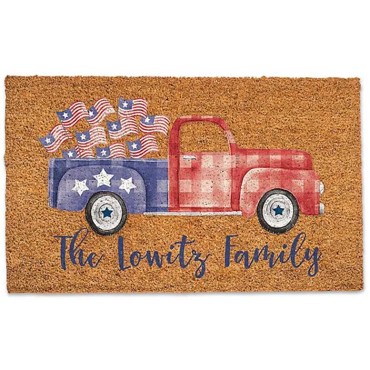 Doormats-Kirklands Home Patriotic Pickup Truck Personalized Doormat