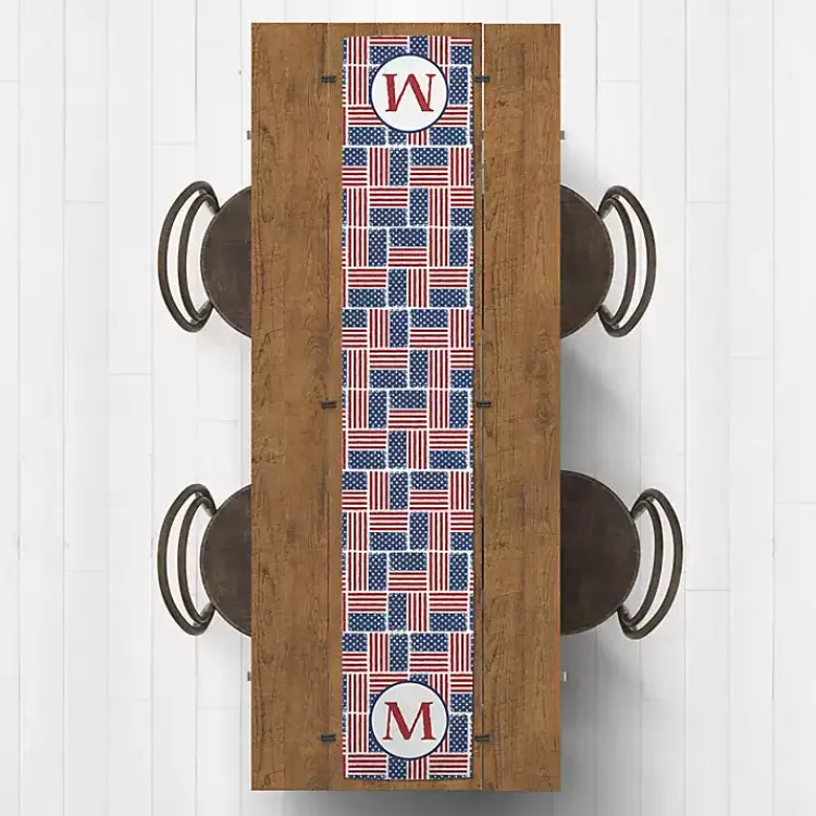 Table Linens-Kirklands Home Personalized American Flag Table Runner, 72 in.