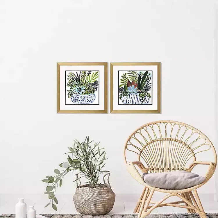 Framed Art-Kirklands Home Succulent Garden Framed Art Prints, Set of 2 Green