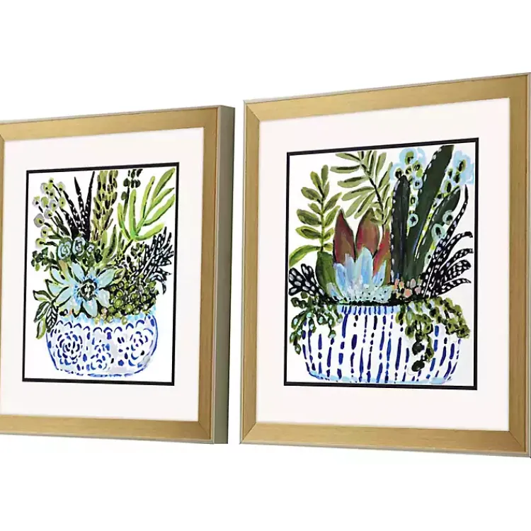 Framed Art-Kirklands Home Succulent Garden Framed Art Prints, Set of 2 Green