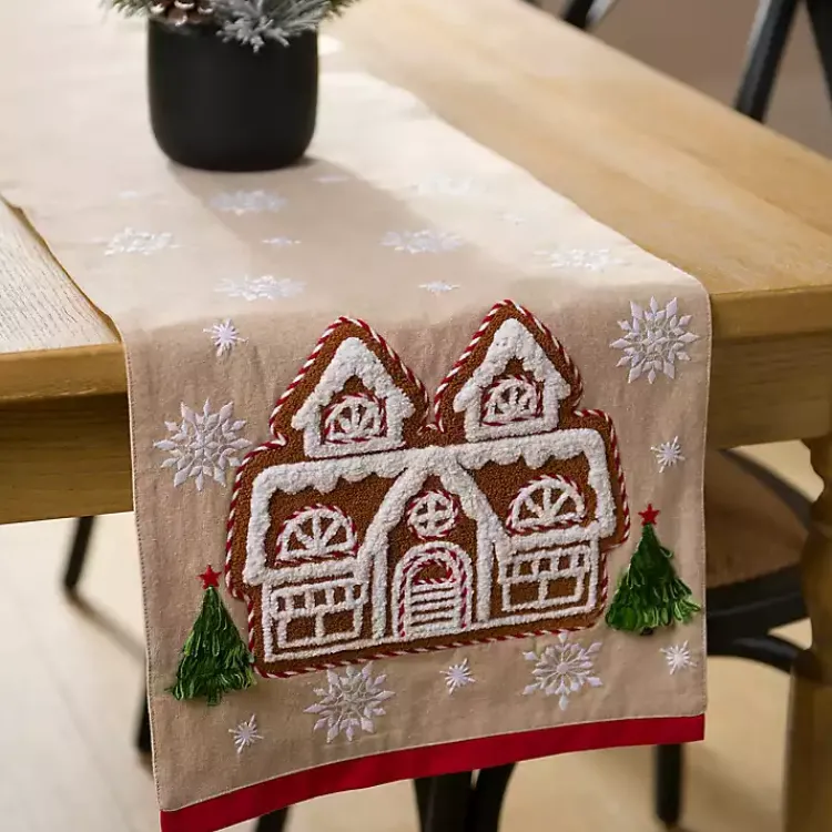 Table Linens-Kirklands Home Gingerbread House Christmas Table Runner, 108 in.