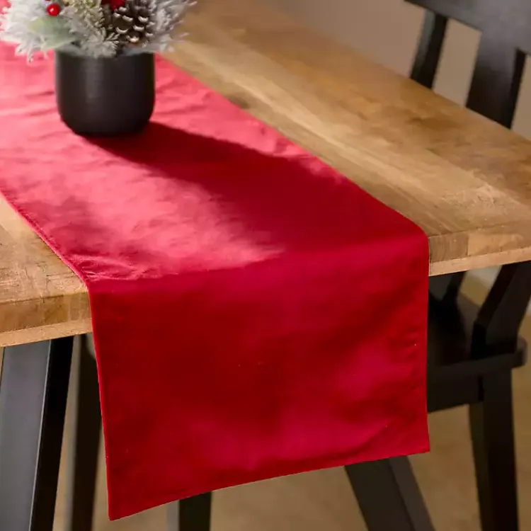 Table Linens-Kirklands Home Velvet Christmas Table Runner, 108 in. Red