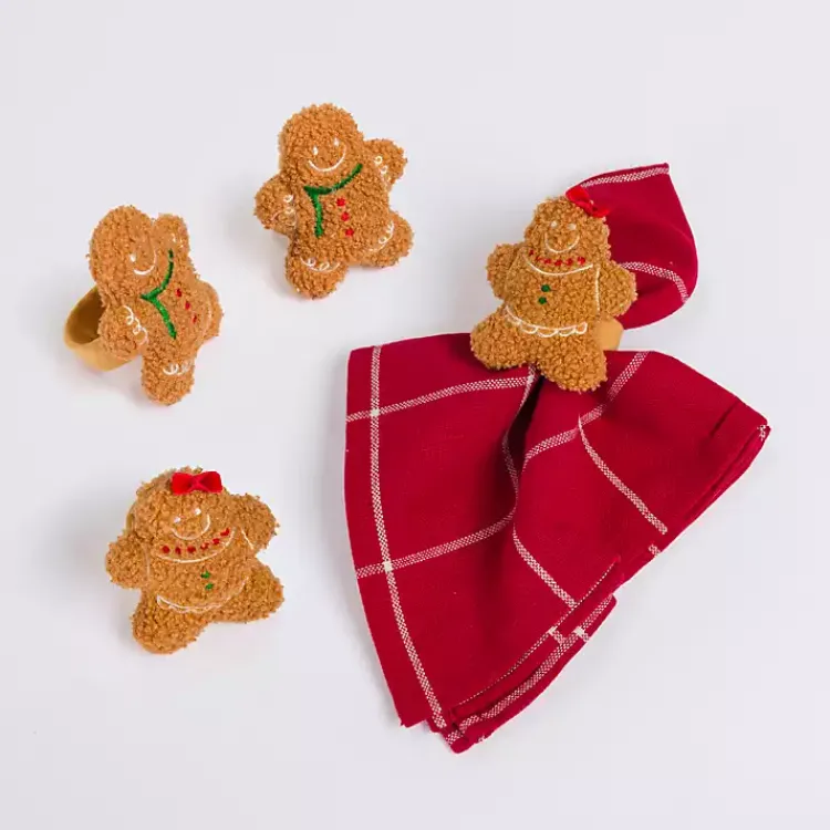 Table Linens-Kirklands Home Gingerbread Napkin Rings, Set of 4 Brown