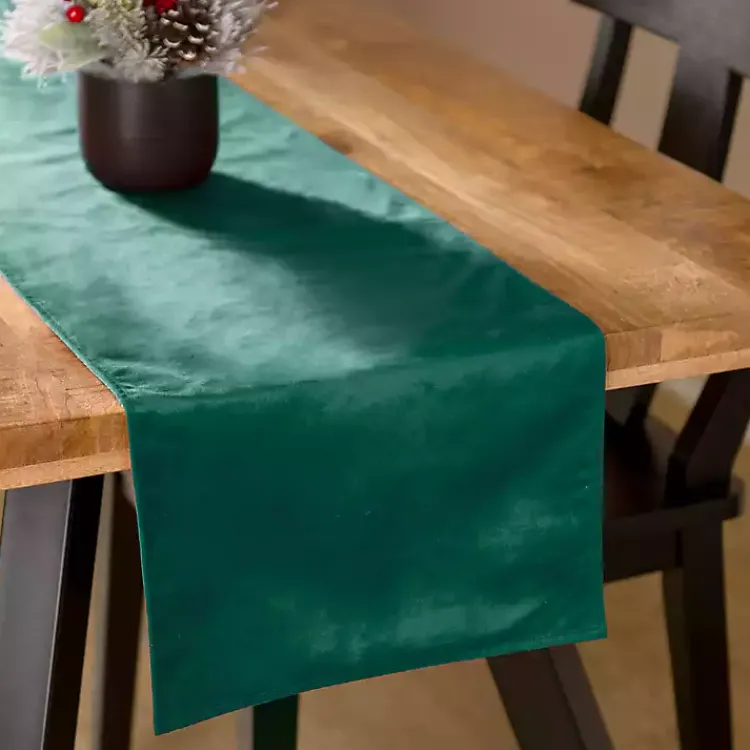 Table Linens-Kirklands Home Velvet Christmas Table Runner, 90 in. Green