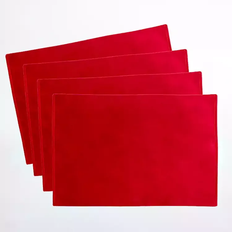 Table Linens-Kirklands Home Velvet Christmas Placemats, Set of 4 Red