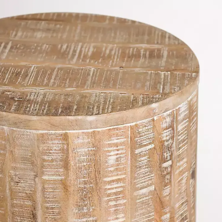 Accent & End Tables-Kirklands Home Sawmark Round Drum Accent Table Brown