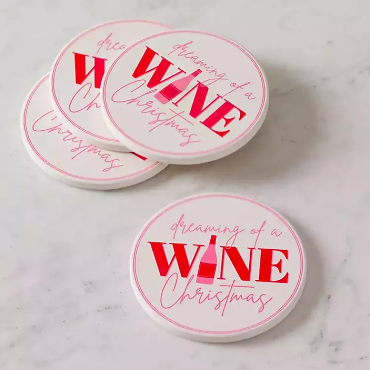 Kitchen Accessories-Kirklands Home Dreaming of a Wine Christmas Coasters, Set of 4