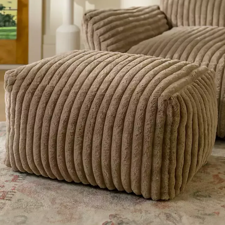 Benches & Ottomans-Kirklands Home Taupe Comfy Foam Lounge Ottoman Brown