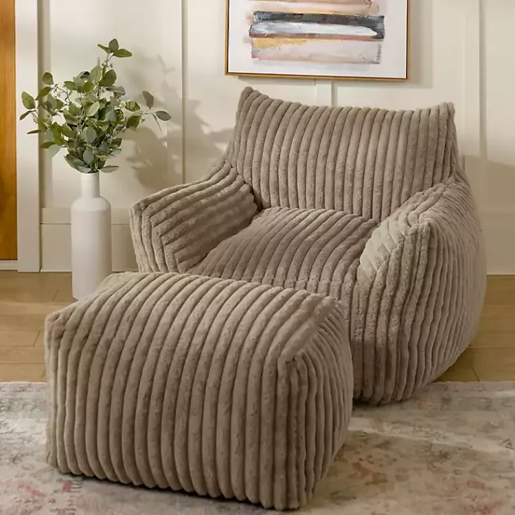 Benches & Ottomans-Kirklands Home Taupe Comfy Foam Lounge Ottoman Brown