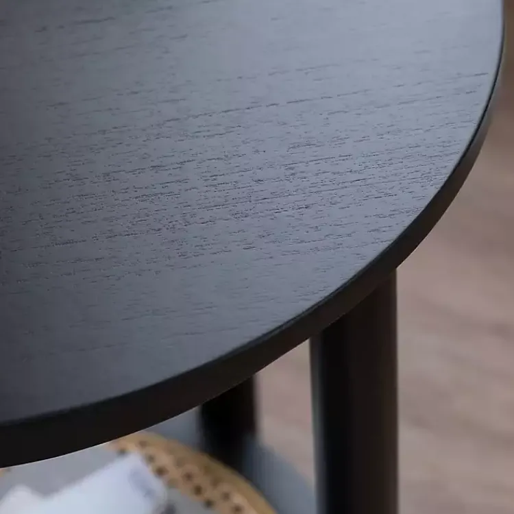 Accent & End Tables-Kirklands Home Wood and Rattan Boho Accent Table Black