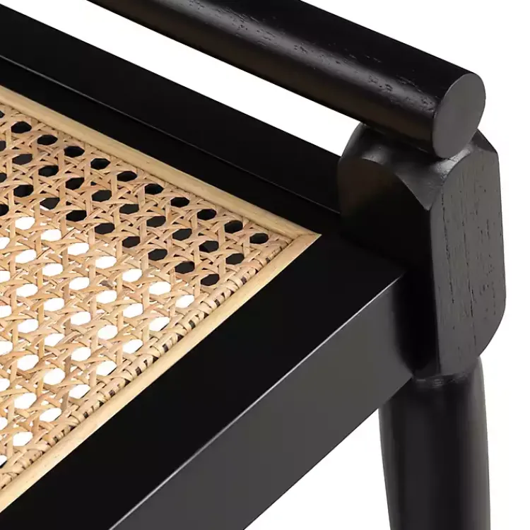 Benches & Ottomans-Kirklands Home Wood and Rattan Boho Bench Black